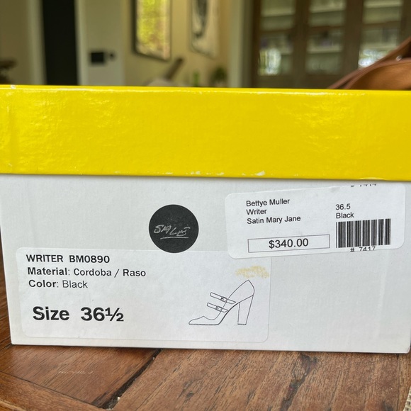 Bettye Muller black satin Mary-Jane heels, Size 36.5 - Picture 2 of 11